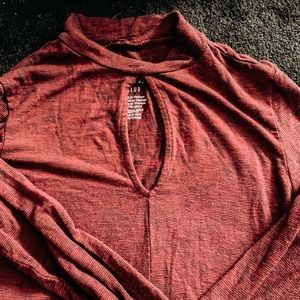 HIGH NECK KEYHOLE LONG SLEEVE TOP